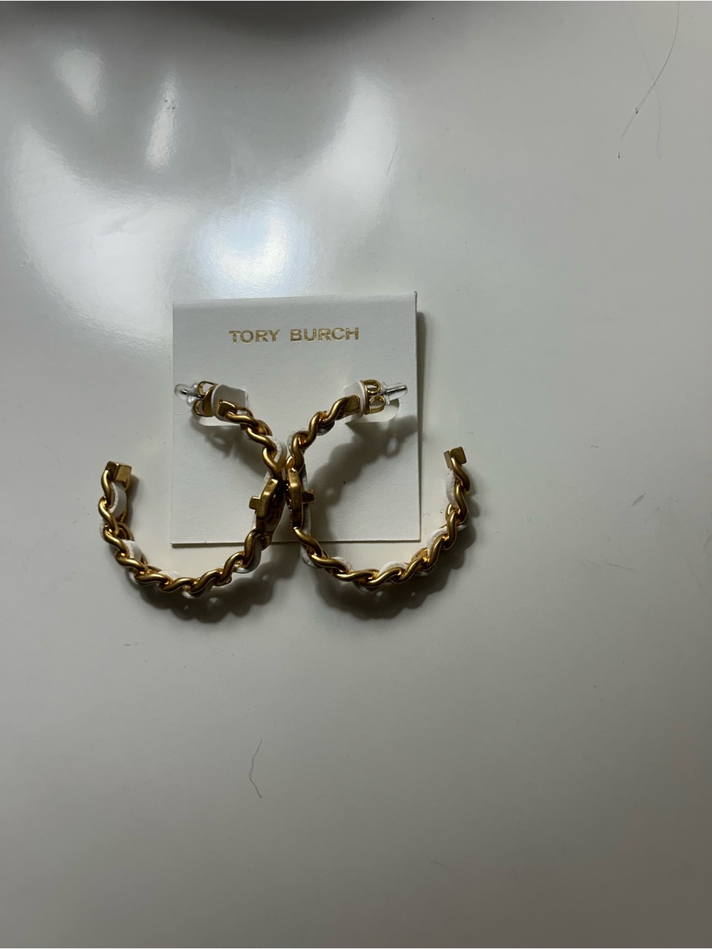 Tory Burch Braided Gold Hoop Earrings